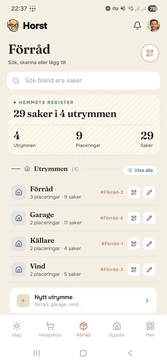 Förråd i Horst-appen